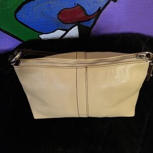 Coach Tan Leather Cosmetic Bag